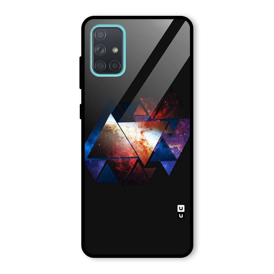 Fire Galaxy Triangles Glass Back Case for Galaxy A71
