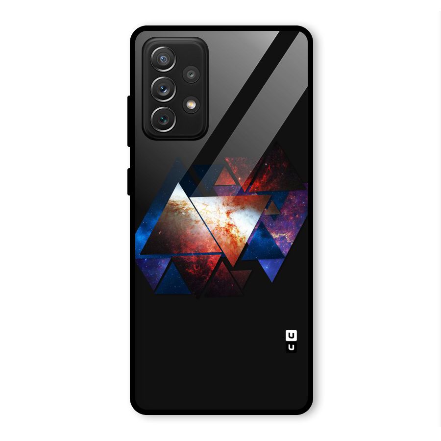 Fire Galaxy Triangles Glass Back Case for Galaxy A72