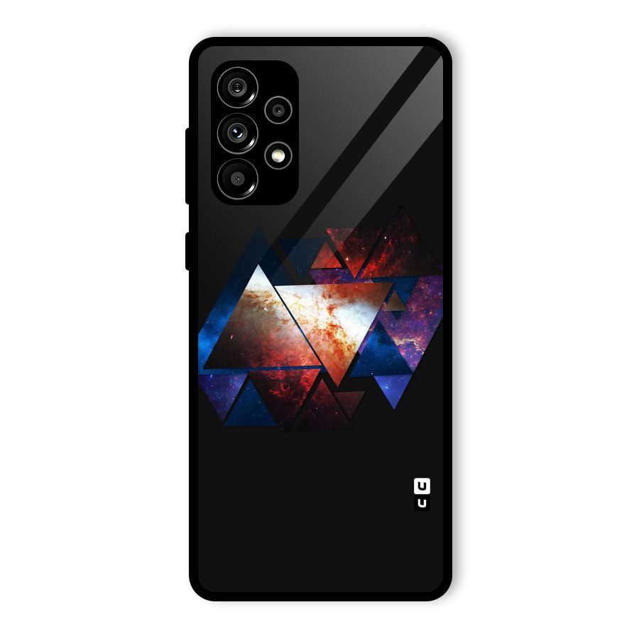 Fire Galaxy Triangles Glass Back Case for Galaxy A73 5G