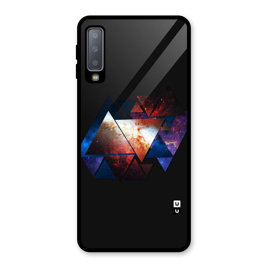 Fire Galaxy Triangles Glass Back Case for Galaxy A7 (2018)