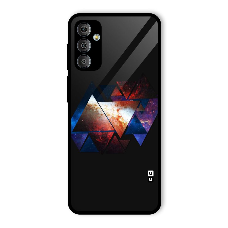 Fire Galaxy Triangles Glass Back Case for Galaxy F23