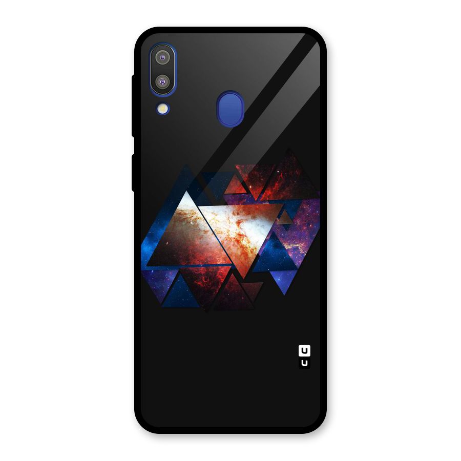 Fire Galaxy Triangles Glass Back Case for Galaxy M20