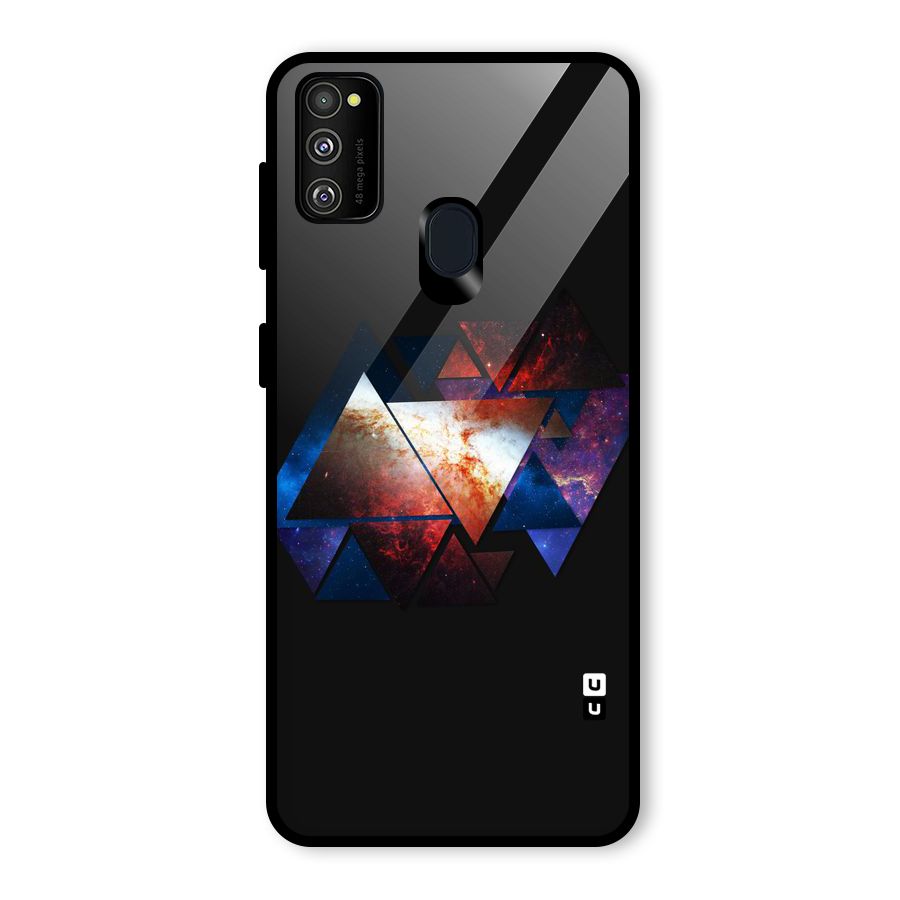 Fire Galaxy Triangles Glass Back Case for Galaxy M30s