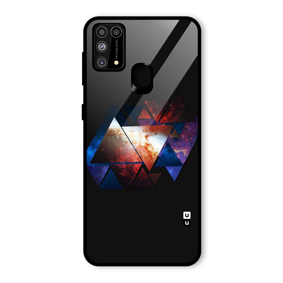 Fire Galaxy Triangles Glass Back Case for Galaxy M31