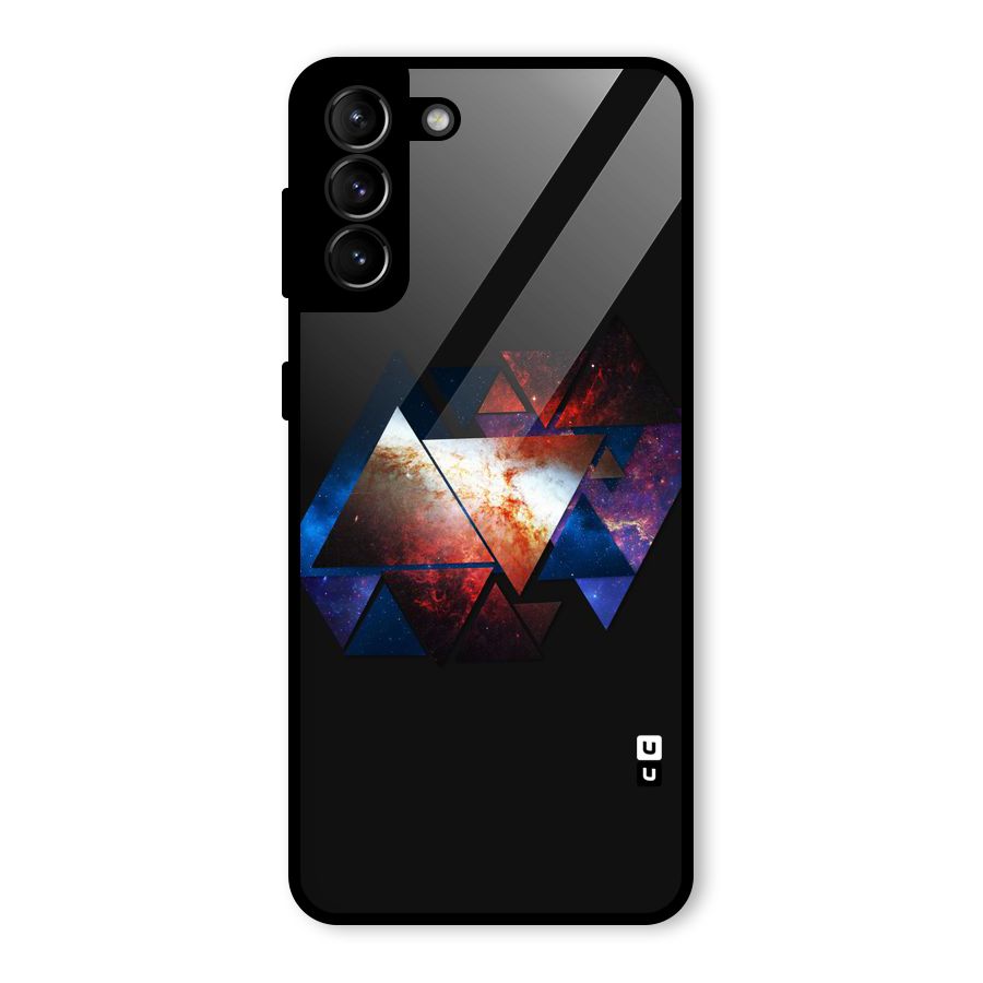 Fire Galaxy Triangles Glass Back Case for Galaxy S21 Plus