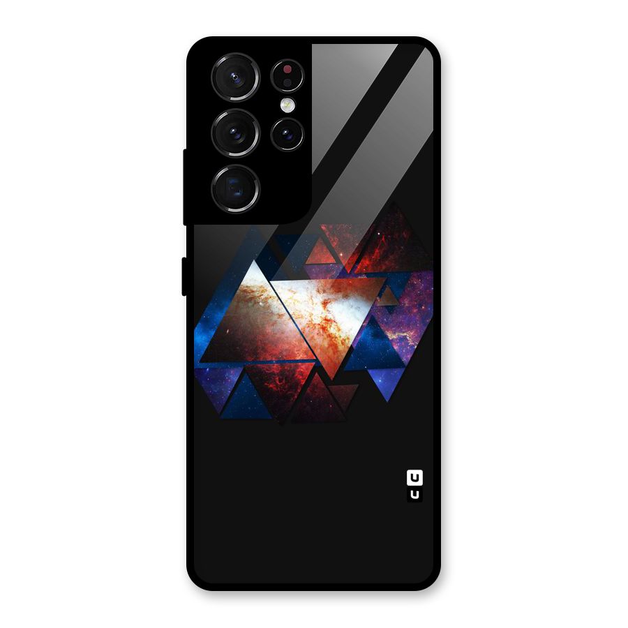 Fire Galaxy Triangles Glass Back Case for Galaxy S21 Ultra 5G