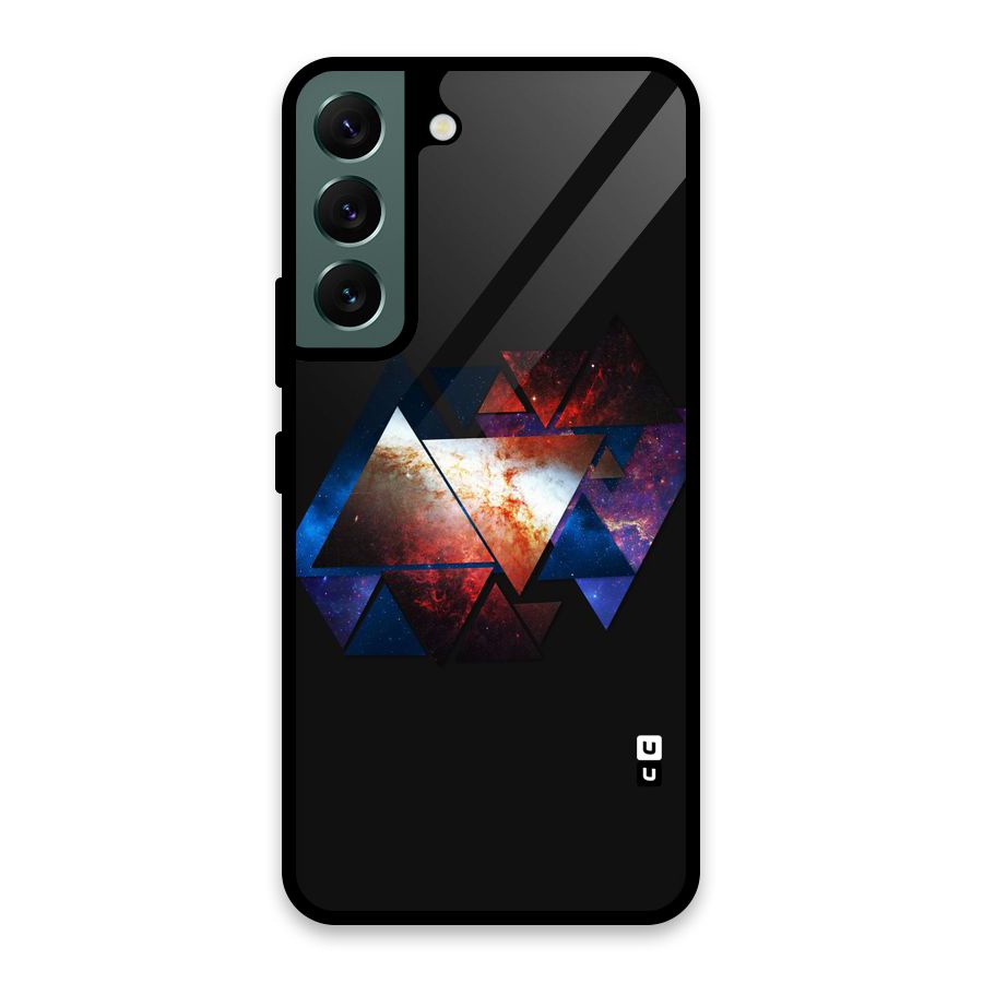 Fire Galaxy Triangles Glass Back Case for Galaxy S22 5G