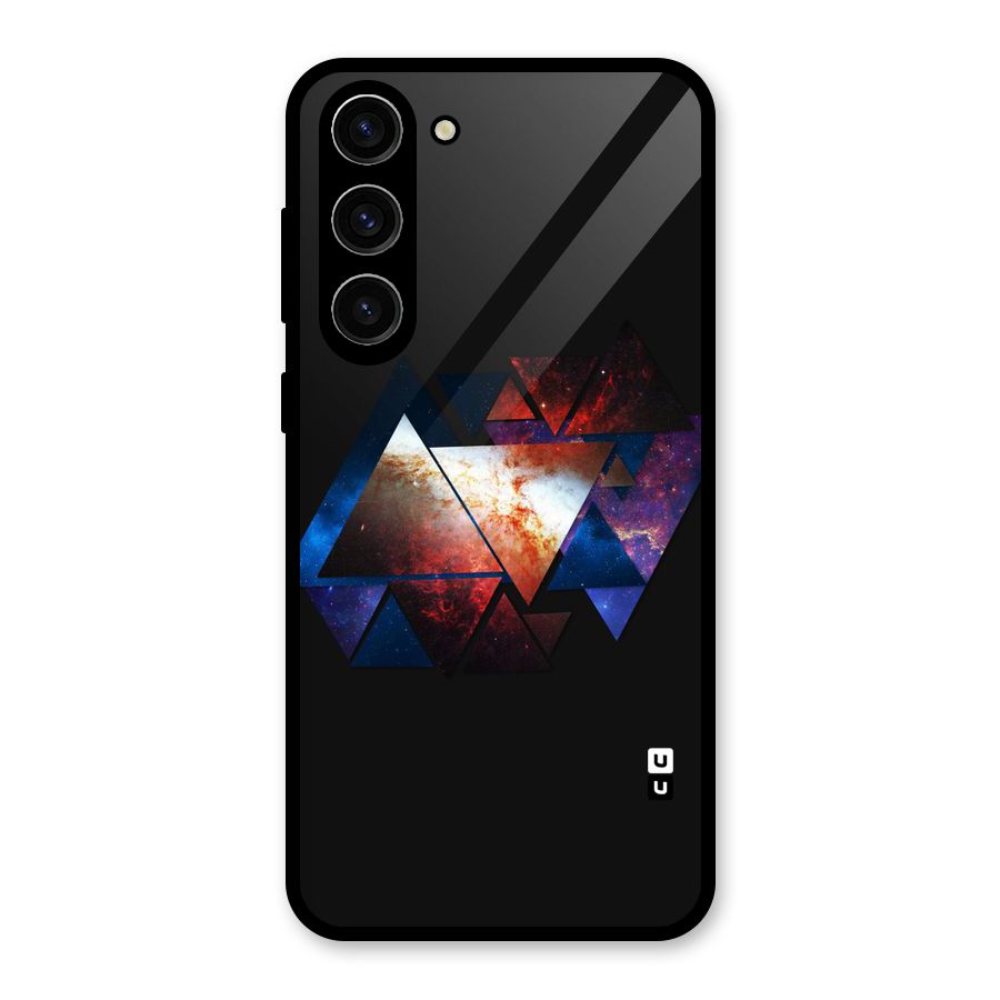 Fire Galaxy Triangles Glass Back Case for Galaxy S23 Plus