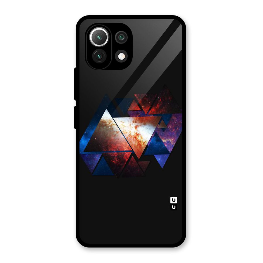 Fire Galaxy Triangles Glass Back Case for Mi 11 Lite NE 5G