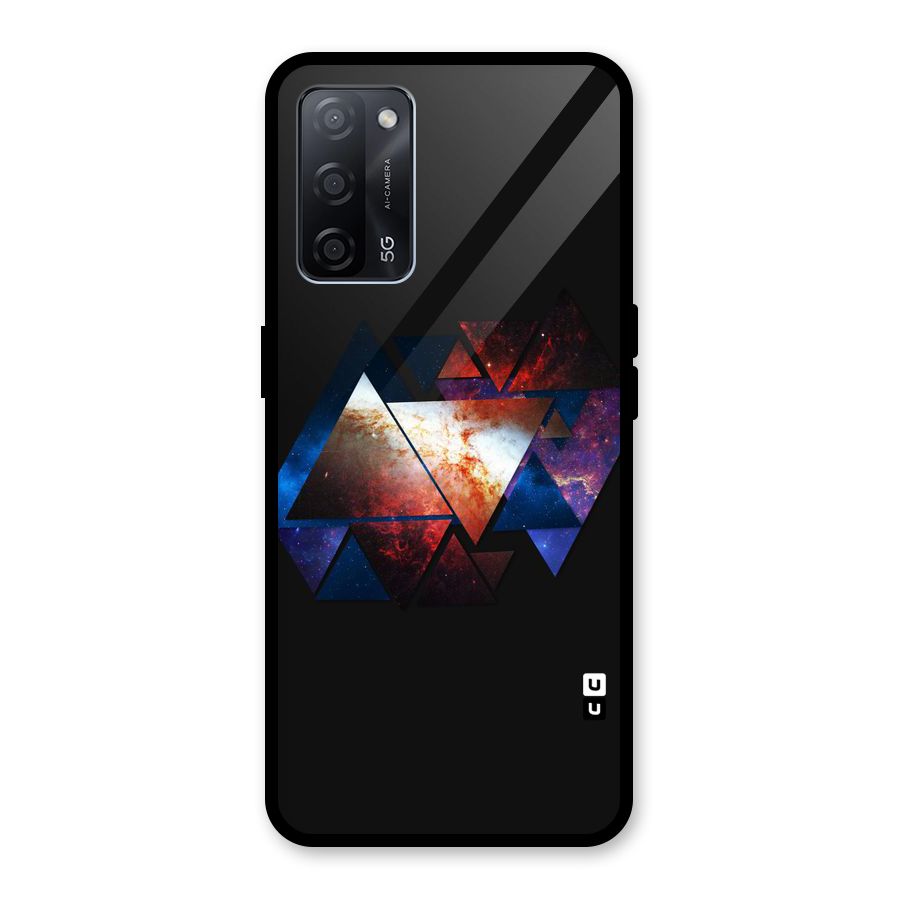 Fire Galaxy Triangles Glass Back Case for Oppo A53s 5G