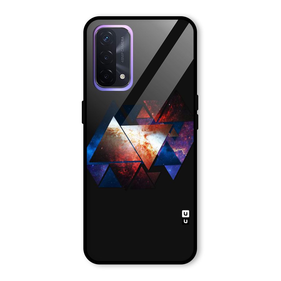Fire Galaxy Triangles Glass Back Case for Oppo A74 5G