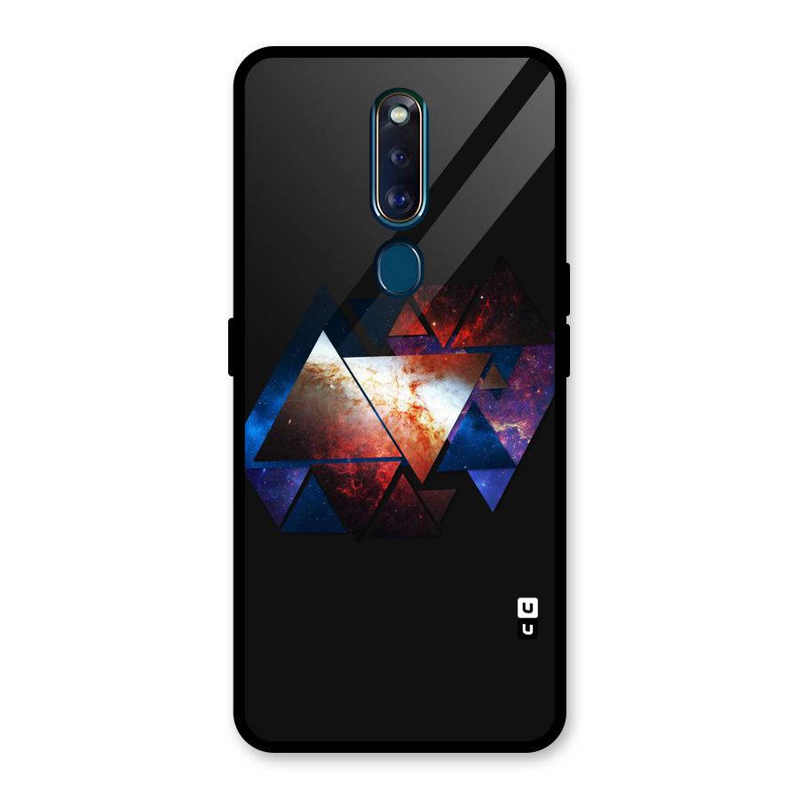 Fire Galaxy Triangles Glass Back Case for Oppo F11 Pro