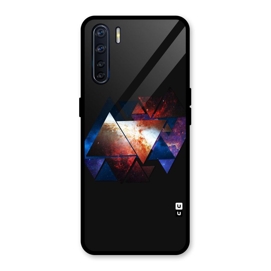 Fire Galaxy Triangles Glass Back Case for Oppo F15