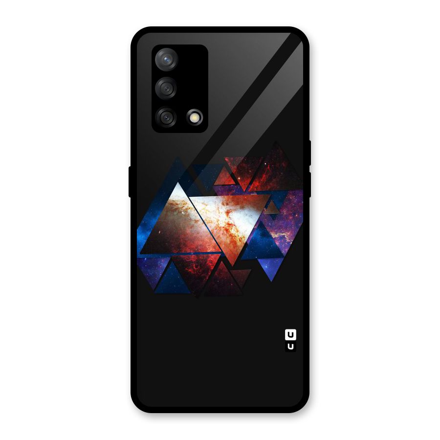 Fire Galaxy Triangles Glass Back Case for Oppo F19