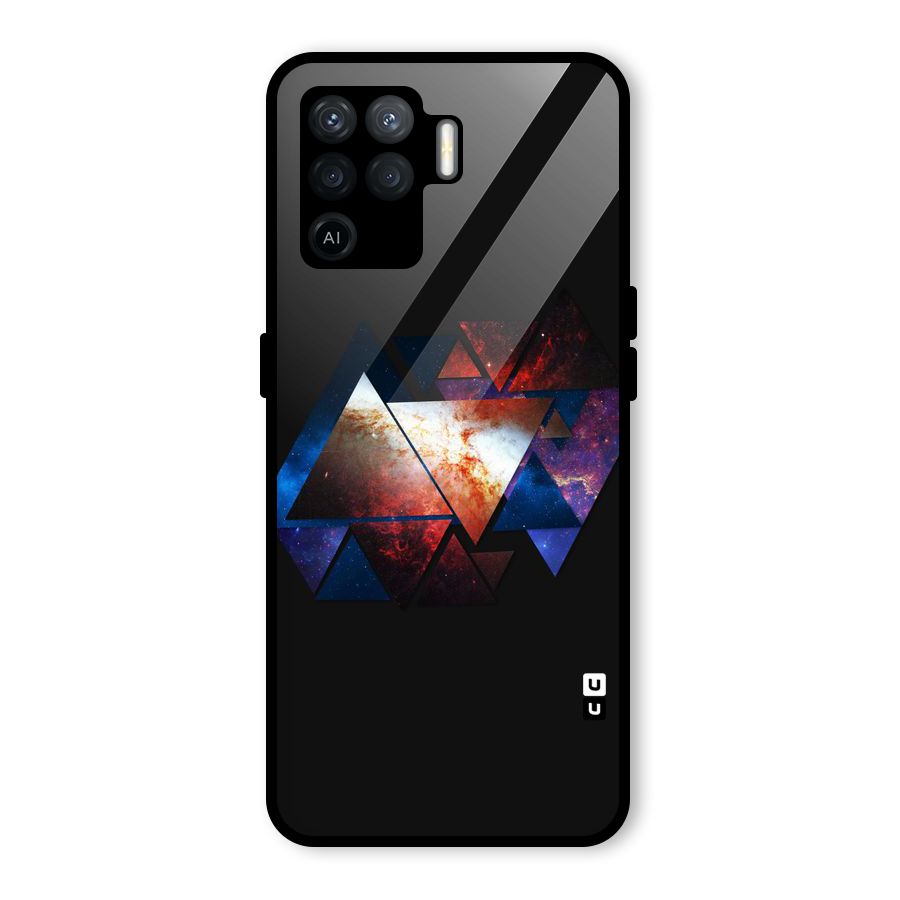 Fire Galaxy Triangles Glass Back Case for Oppo F19 Pro