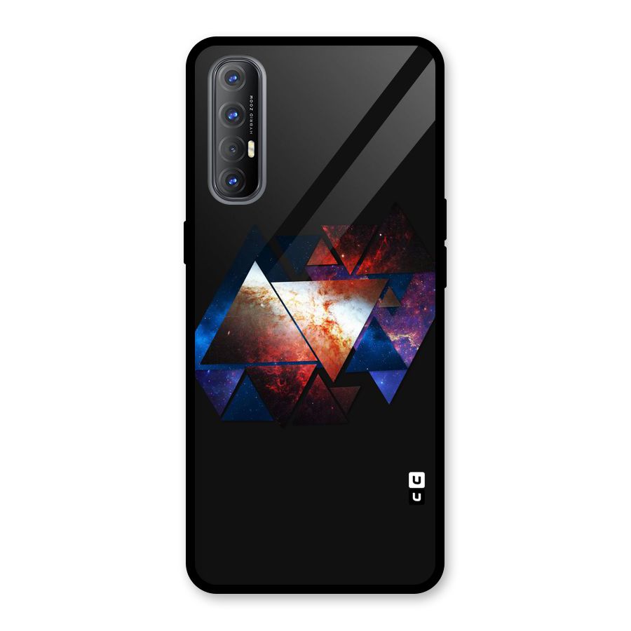 Fire Galaxy Triangles Glass Back Case for Oppo Reno3 Pro