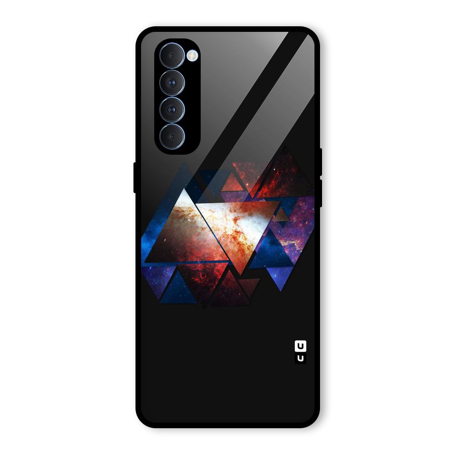 Fire Galaxy Triangles Glass Back Case for Oppo Reno4 Pro