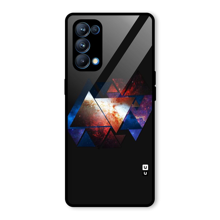 Fire Galaxy Triangles Glass Back Case for Oppo Reno5 Pro 5G