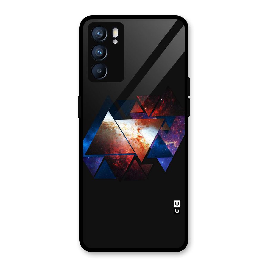Fire Galaxy Triangles Glass Back Case for Oppo Reno6 5G