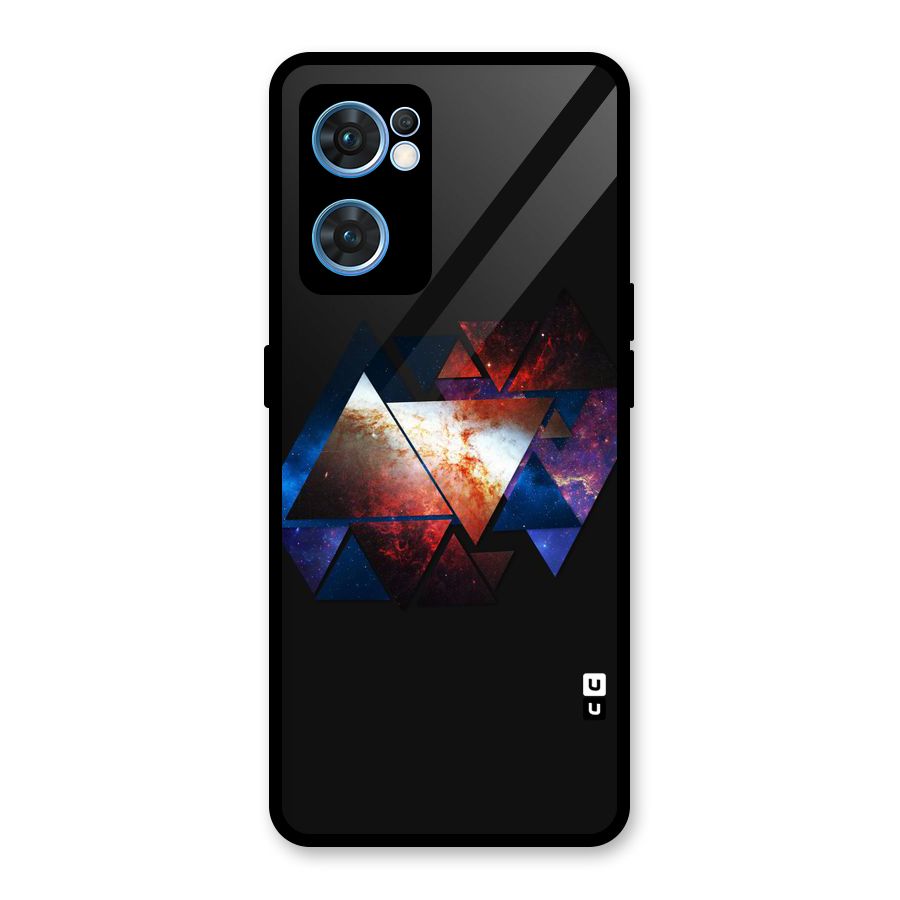 Fire Galaxy Triangles Glass Back Case for Oppo Reno7 5G