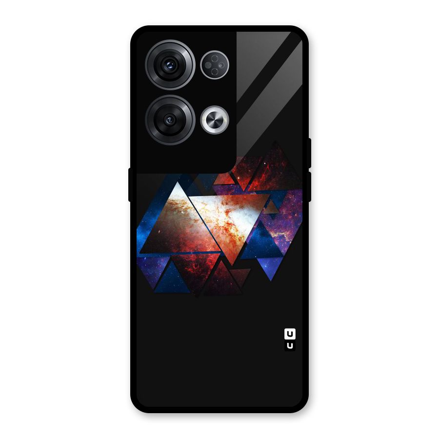 Fire Galaxy Triangles Glass Back Case for Oppo Reno8 Pro 5G