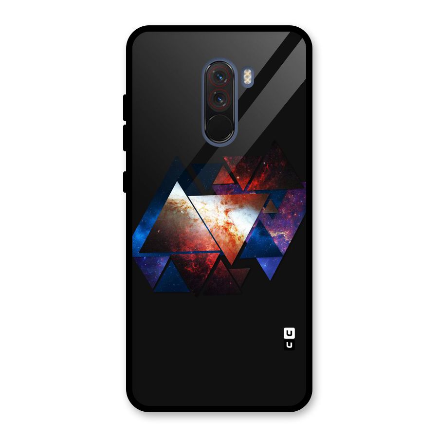 Fire Galaxy Triangles Glass Back Case for Poco F1