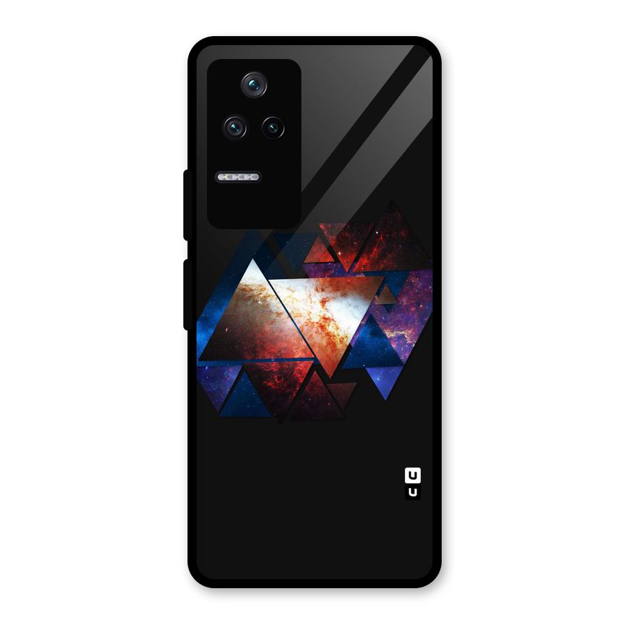 Fire Galaxy Triangles Glass Back Case for Poco F4 5G
