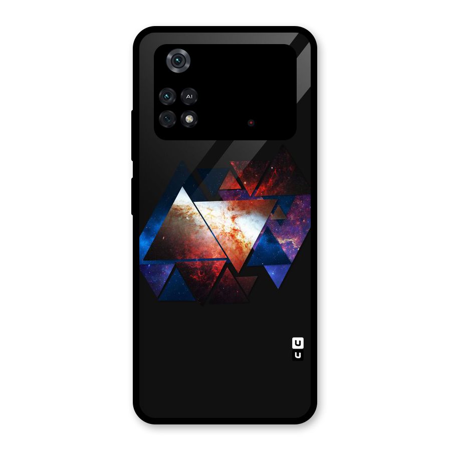 Fire Galaxy Triangles Glass Back Case for Poco M4 Pro 4G