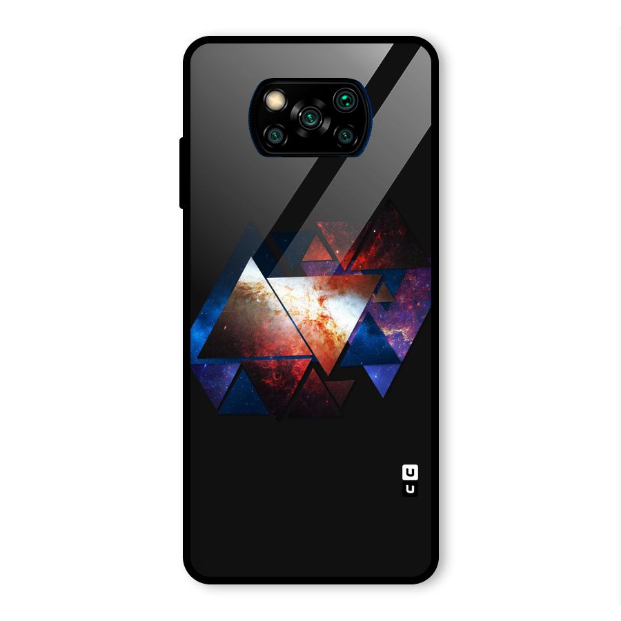 Fire Galaxy Triangles Glass Back Case for Poco X3 Pro