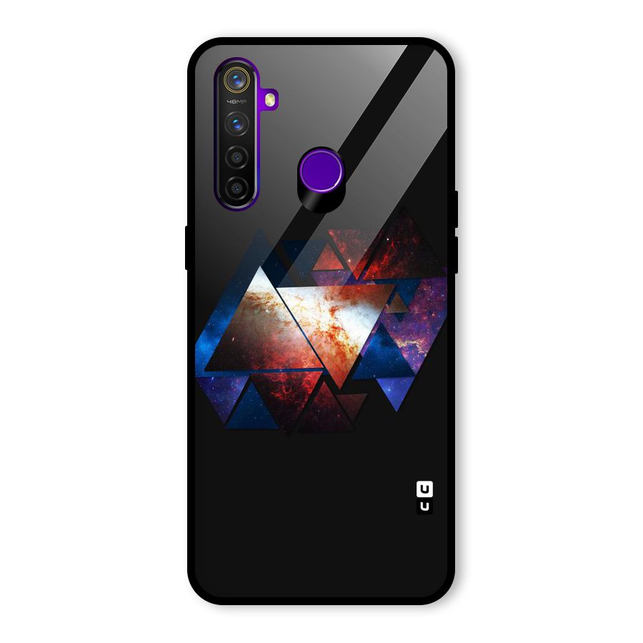 Fire Galaxy Triangles Glass Back Case for Realme 5 Pro
