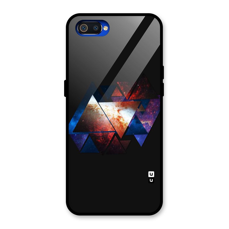 Fire Galaxy Triangles Glass Back Case for Realme C2