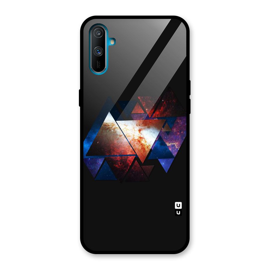 Fire Galaxy Triangles Glass Back Case for Realme C3