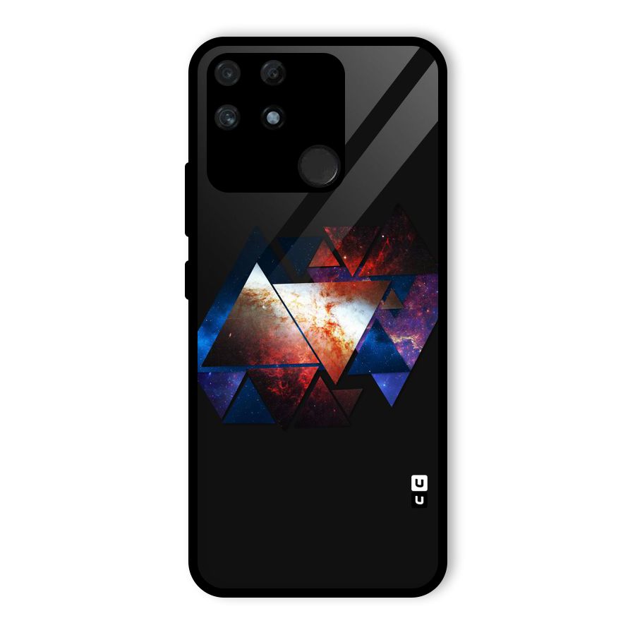 Fire Galaxy Triangles Glass Back Case for Realme Narzo 50A