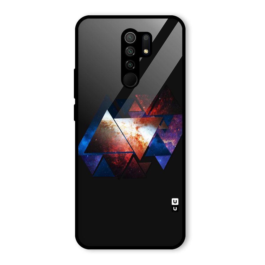 Fire Galaxy Triangles Glass Back Case for Redmi 9 Prime