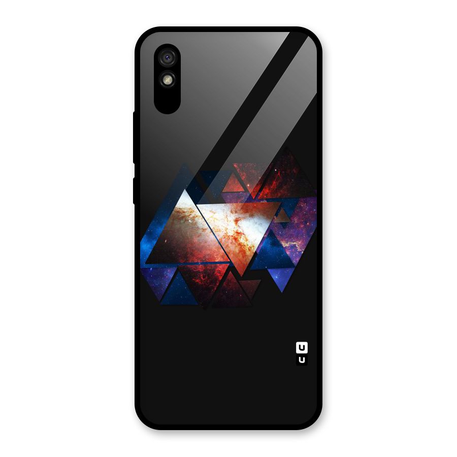 Fire Galaxy Triangles Glass Back Case for Redmi 9i