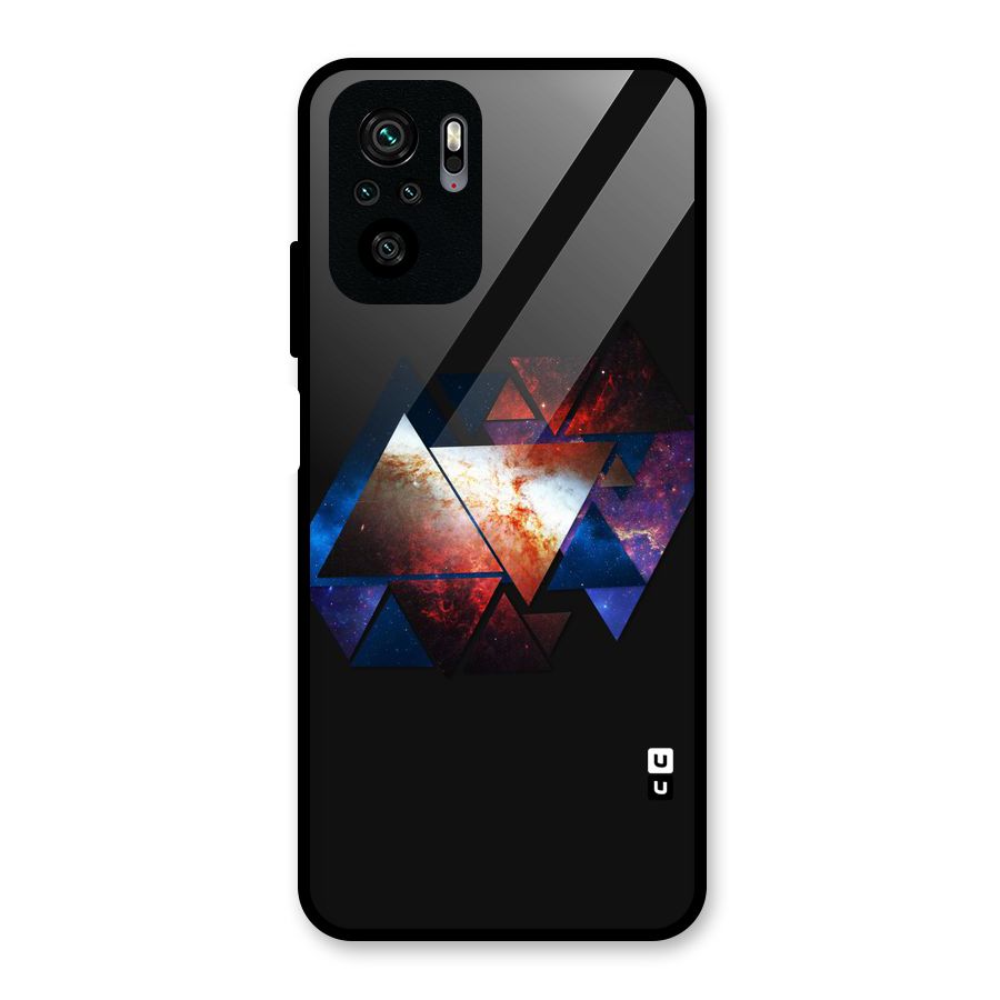 Fire Galaxy Triangles Glass Back Case for Redmi Note 10S