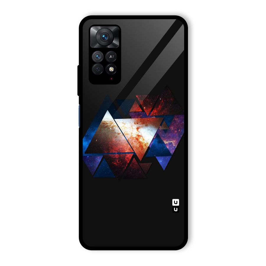 Fire Galaxy Triangles Glass Back Case for Redmi Note 11 Pro