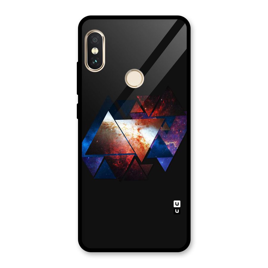 Fire Galaxy Triangles Glass Back Case for Redmi Note 5 Pro