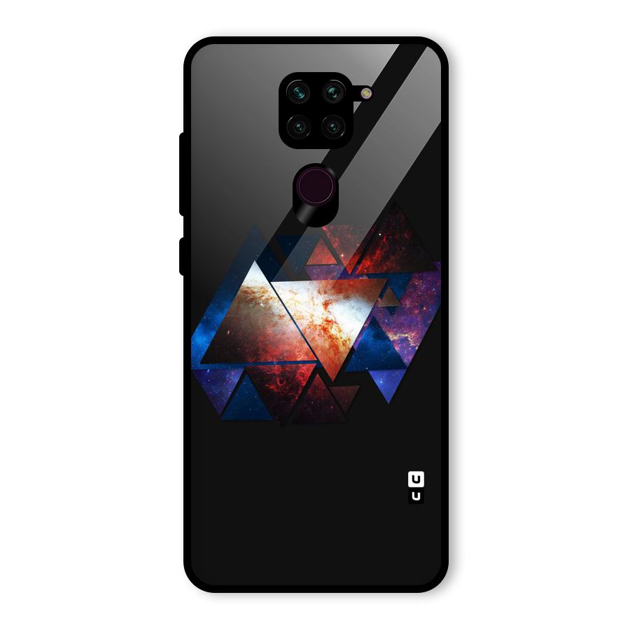 Fire Galaxy Triangles Glass Back Case for Redmi Note 9