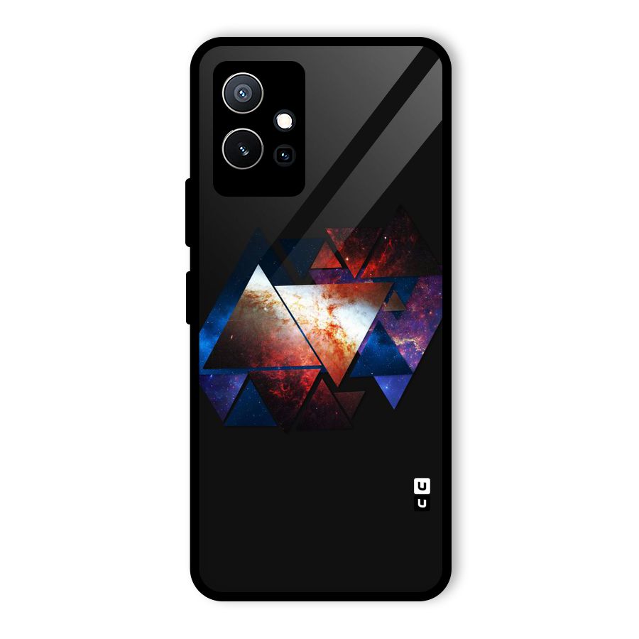 Fire Galaxy Triangles Glass Back Case for Vivo T1 5G