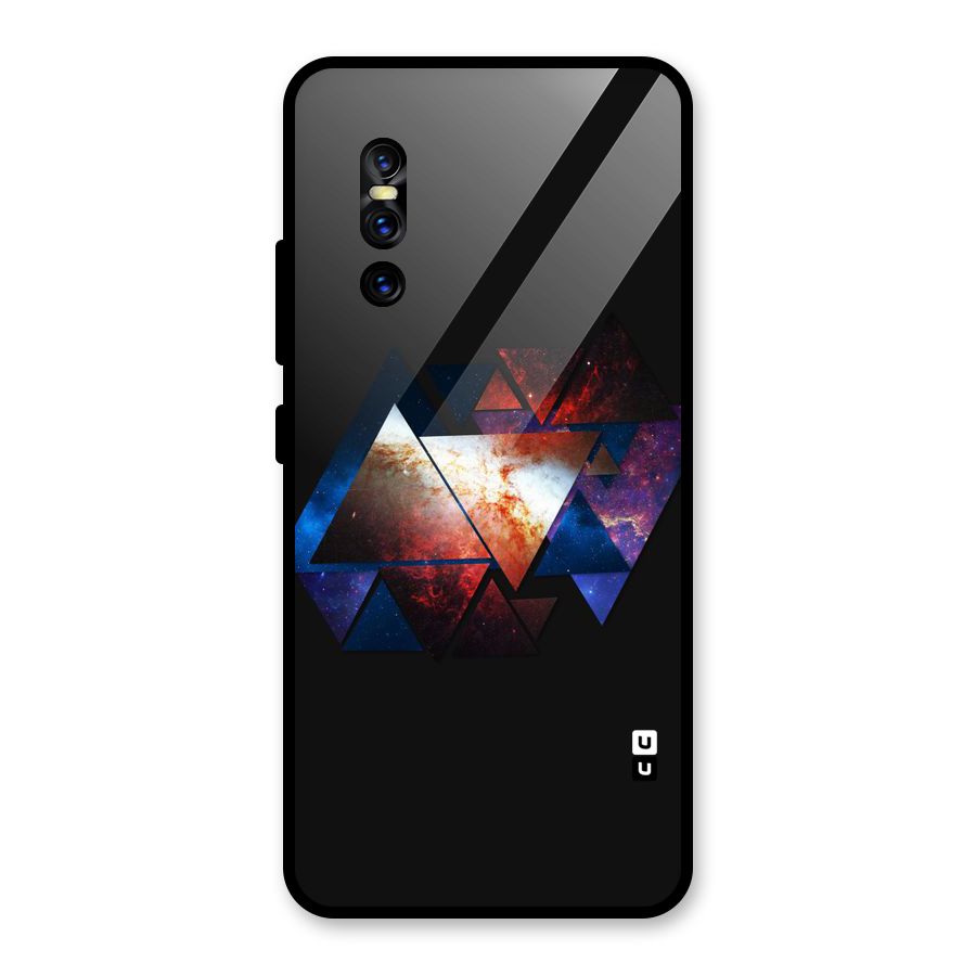 Fire Galaxy Triangles Glass Back Case for Vivo V15 Pro