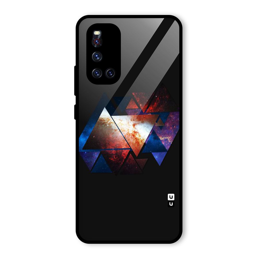 Fire Galaxy Triangles Glass Back Case for Vivo V19