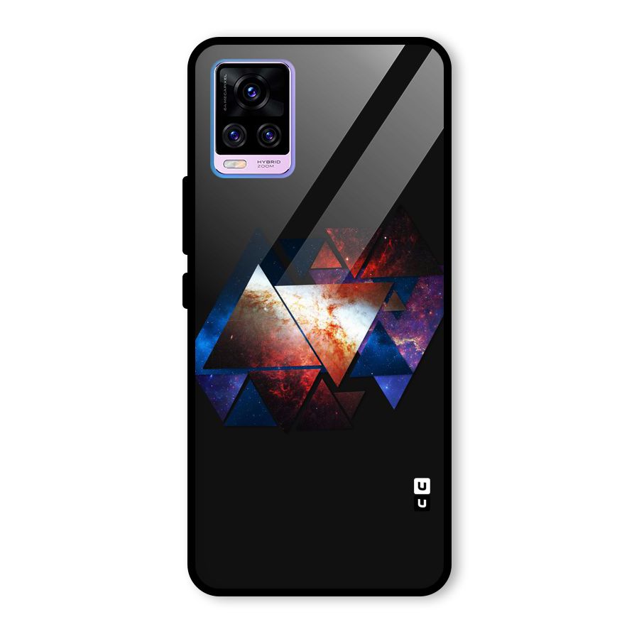 Fire Galaxy Triangles Glass Back Case for Vivo V20 Pro