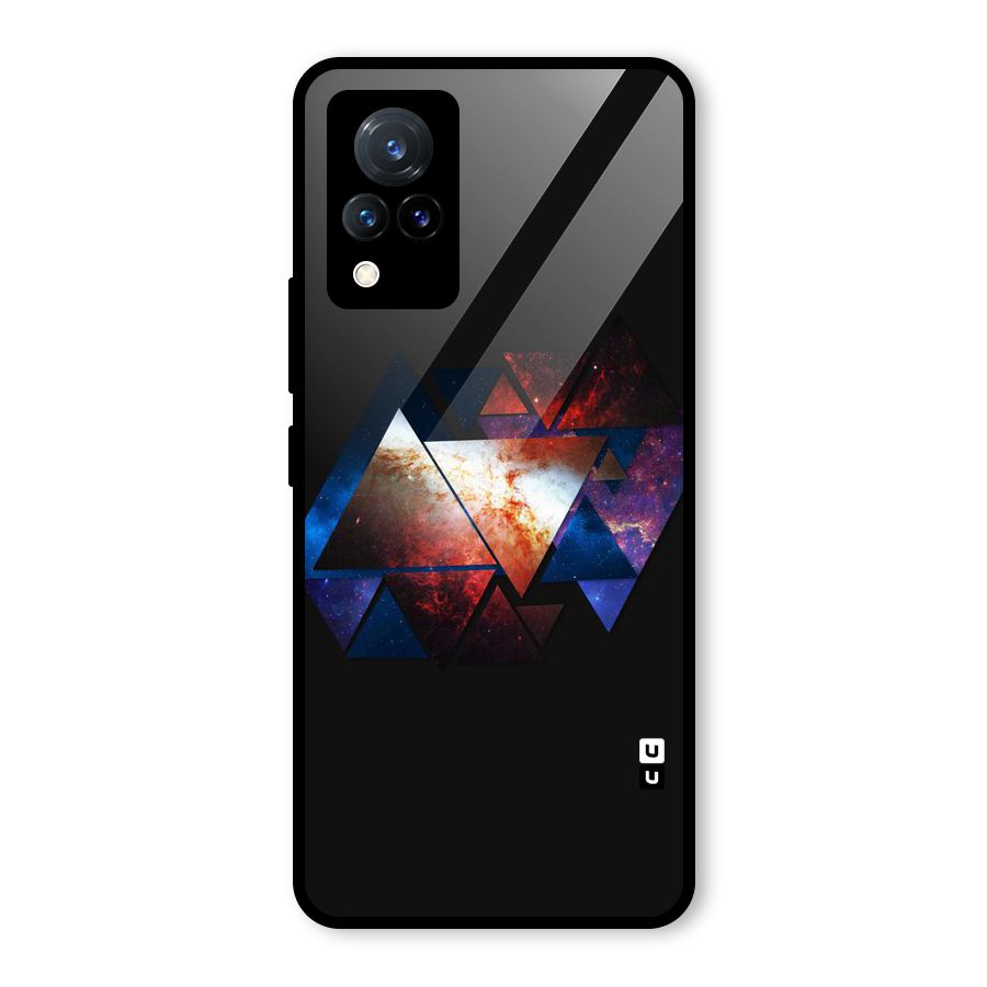 Fire Galaxy Triangles Glass Back Case for Vivo V21 5G