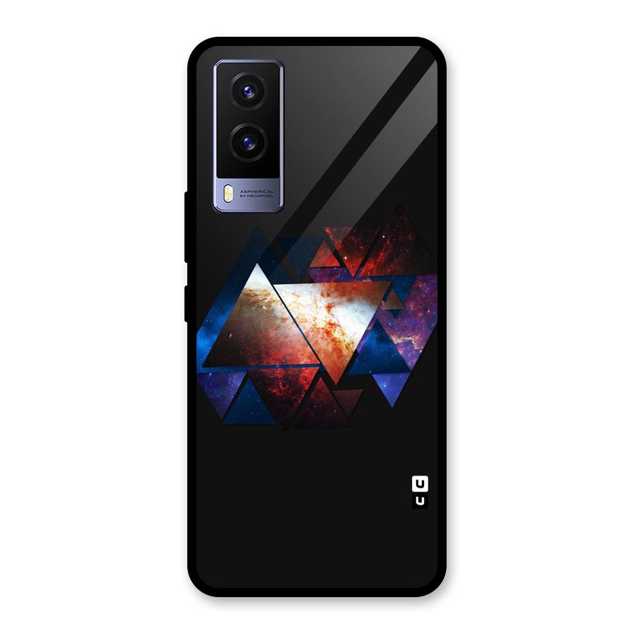 Fire Galaxy Triangles Glass Back Case for Vivo V21e 5G