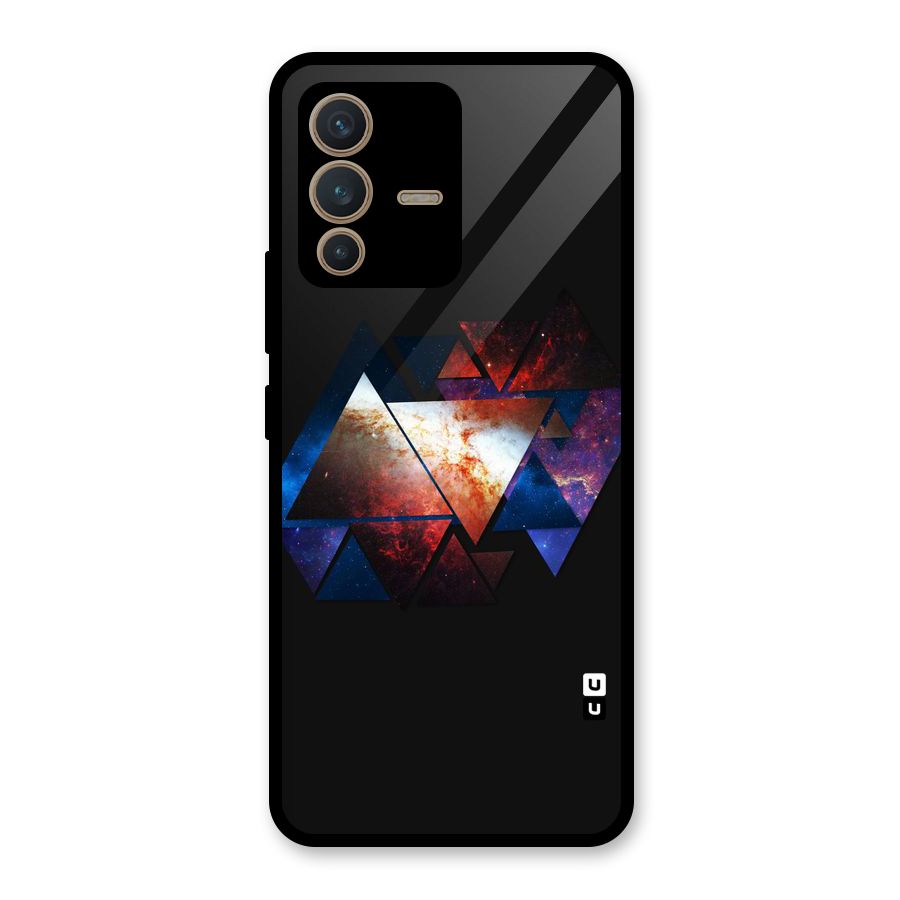 Fire Galaxy Triangles Glass Back Case for Vivo V23 5G