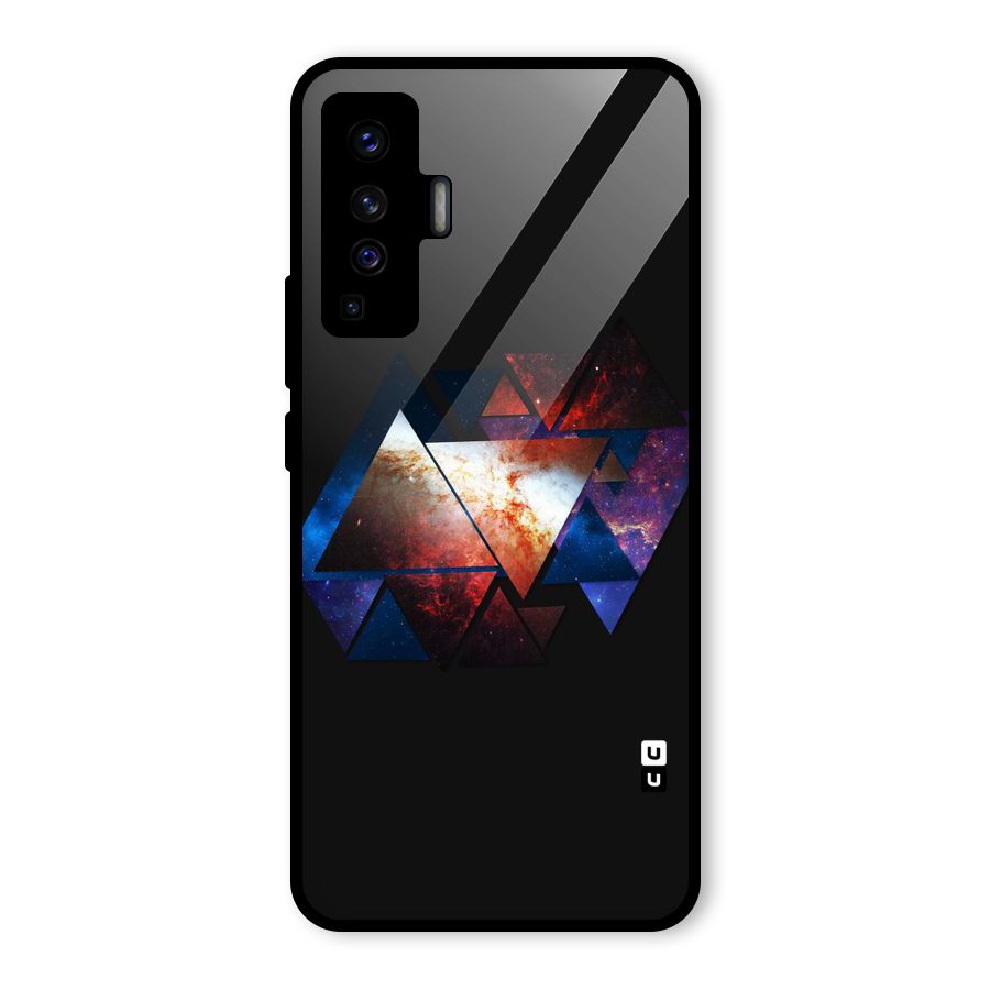 Fire Galaxy Triangles Glass Back Case for Vivo X50