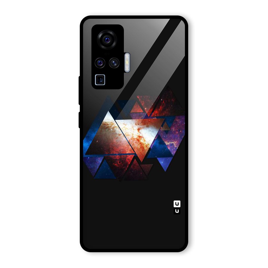 Fire Galaxy Triangles Glass Back Case for Vivo X50 Pro