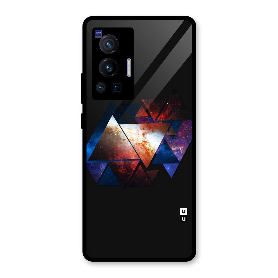 Fire Galaxy Triangles Glass Back Case for Vivo X70 Pro