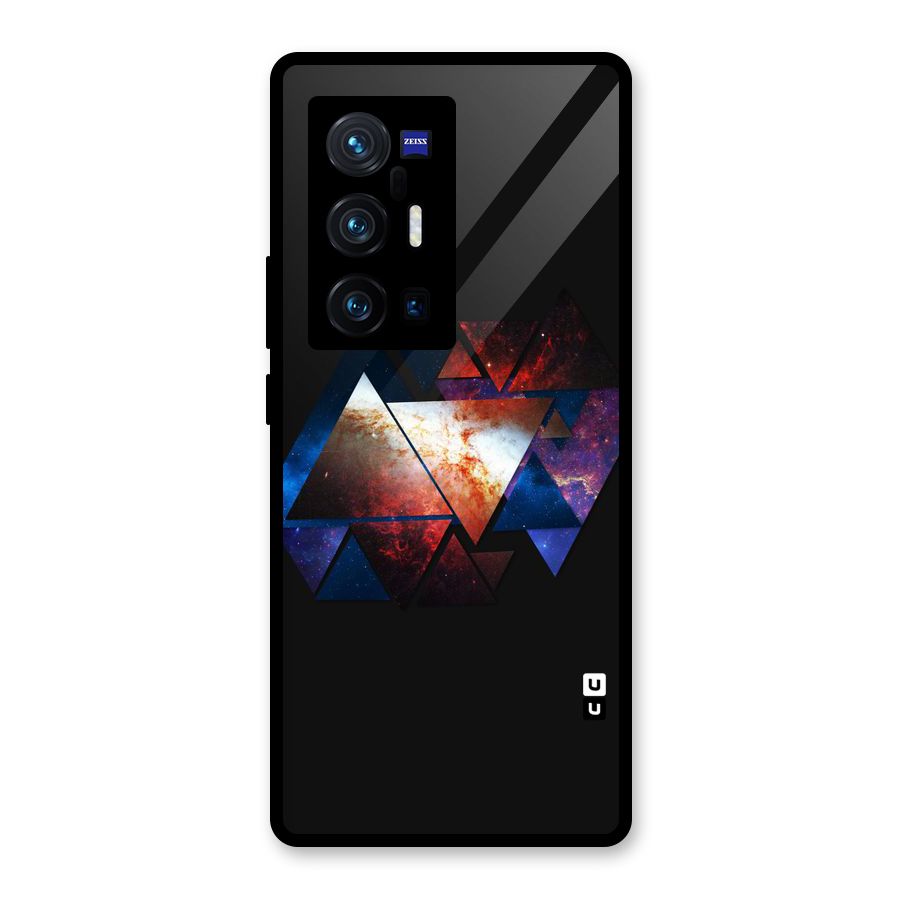 Fire Galaxy Triangles Glass Back Case for Vivo X70 Pro Plus